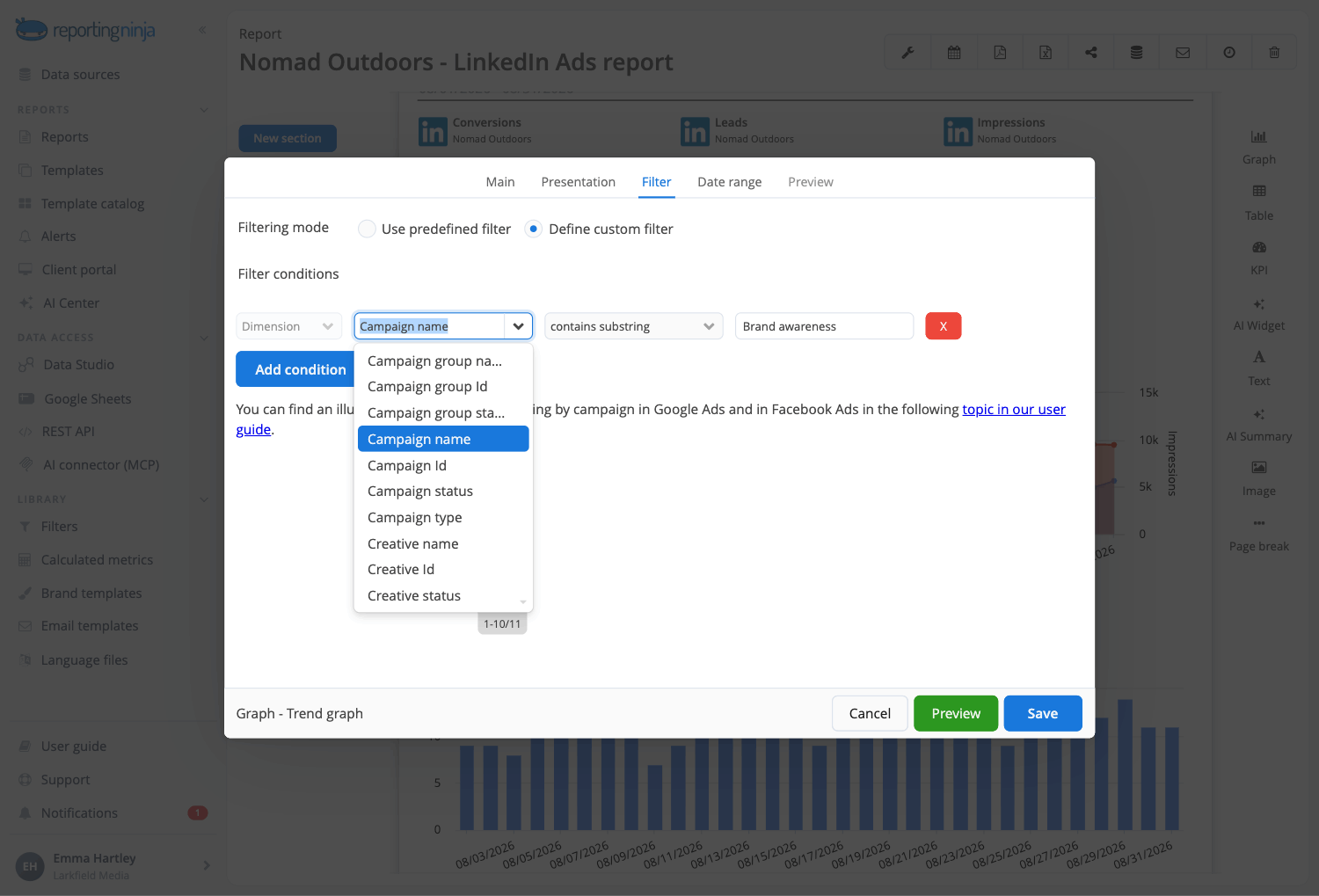 Filters in Reporting Ninja