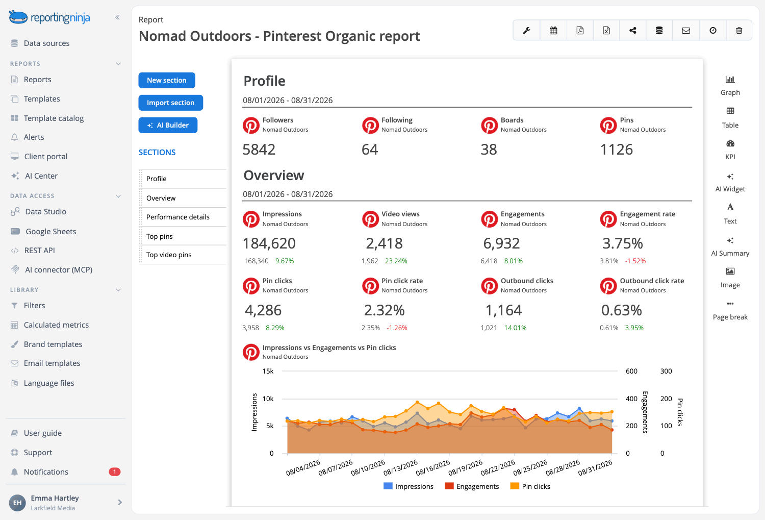 Pinterest Organic sample report