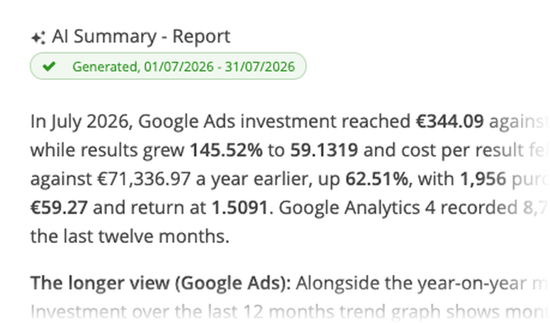 AI Summary written from the report data