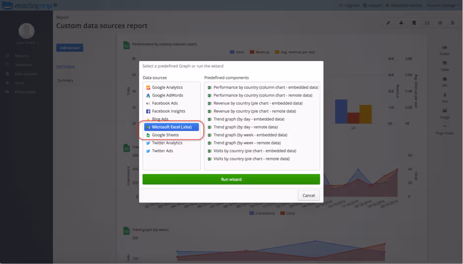 Cómo acceder a la función de fuentes de datos personalizadas en Reporting Ninja