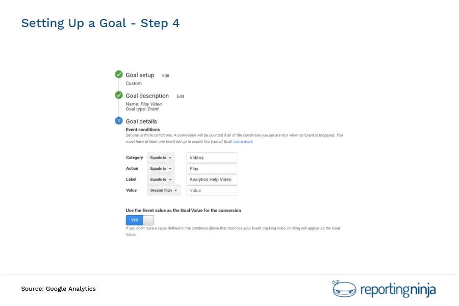 Setting up a goal - Step 4