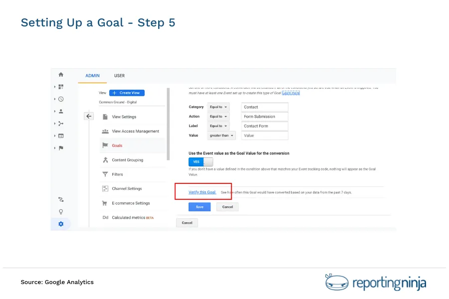 Setting up a goal - Step 5