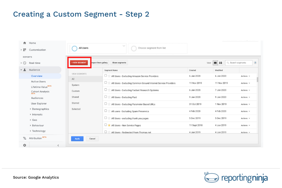 Creating a Custom Segment - Step 2