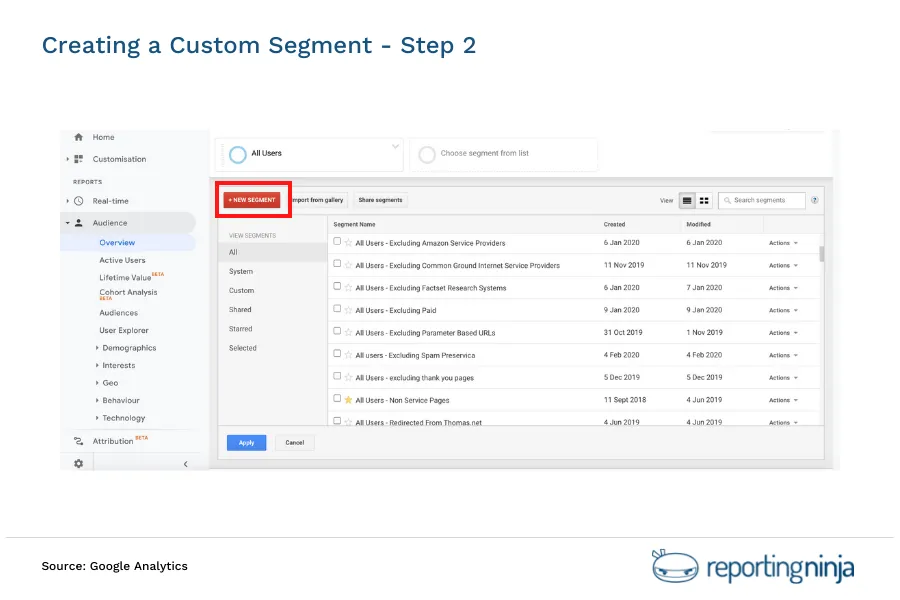 Creating a Custom Segment - Step 2