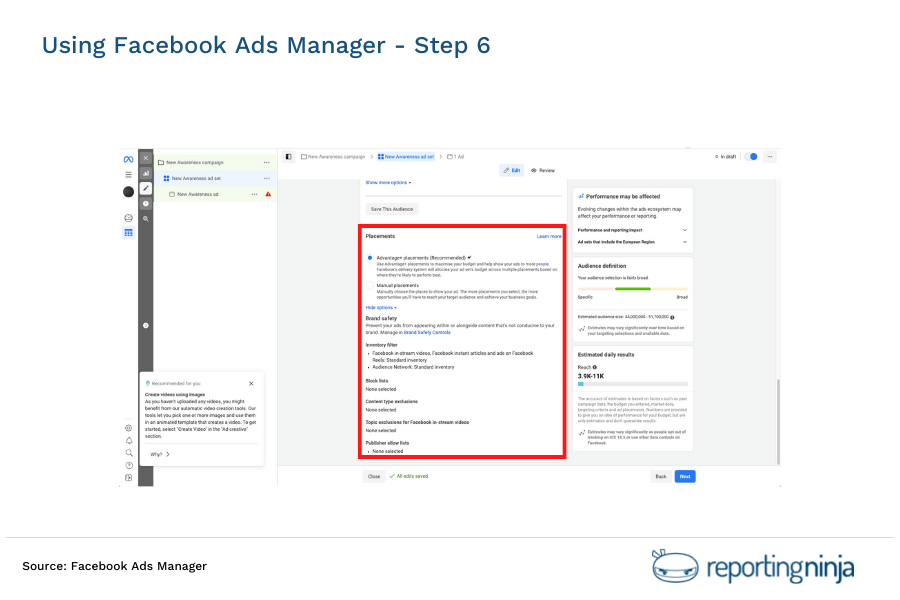 Using Facebook Ads Manager - step 6