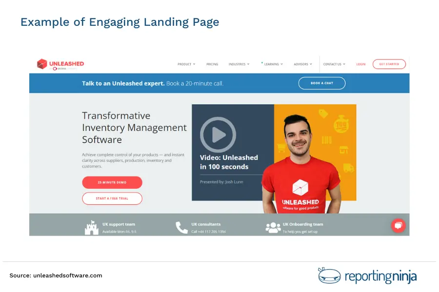 Engaging landing page