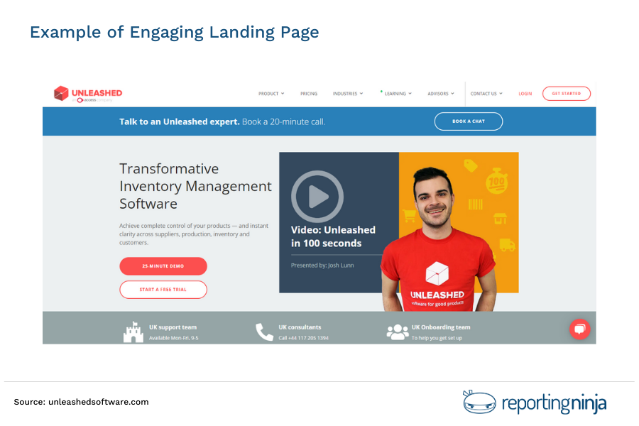 Engaging landing page