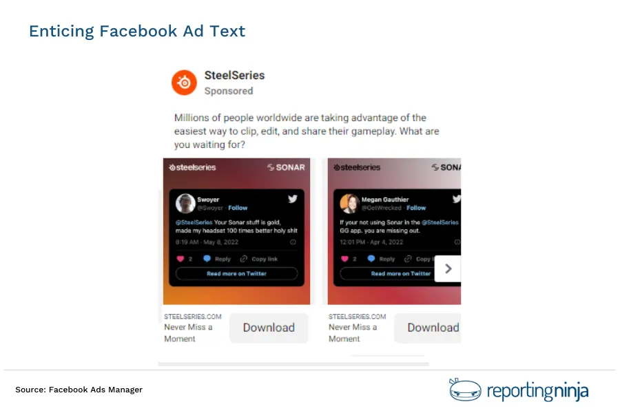 facebook ad text