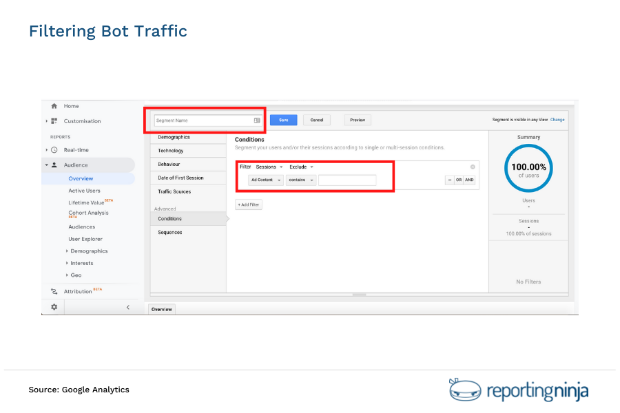 Filtering Bot Traffic Option 3 Step 2