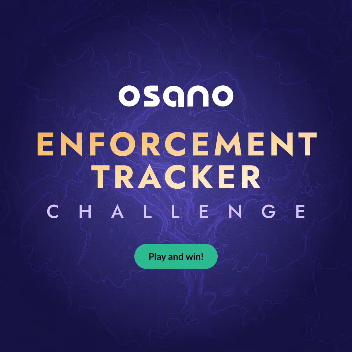 A title treatment graphic for Osano's trade show competition called The Enforcement Tracker Challenge
