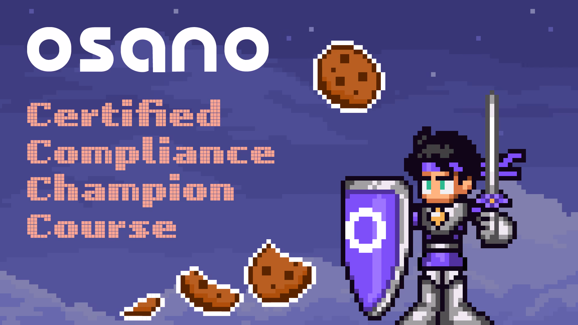 A presentation cover in a 16-bit style for Osano's Certified Compliance Champion Course