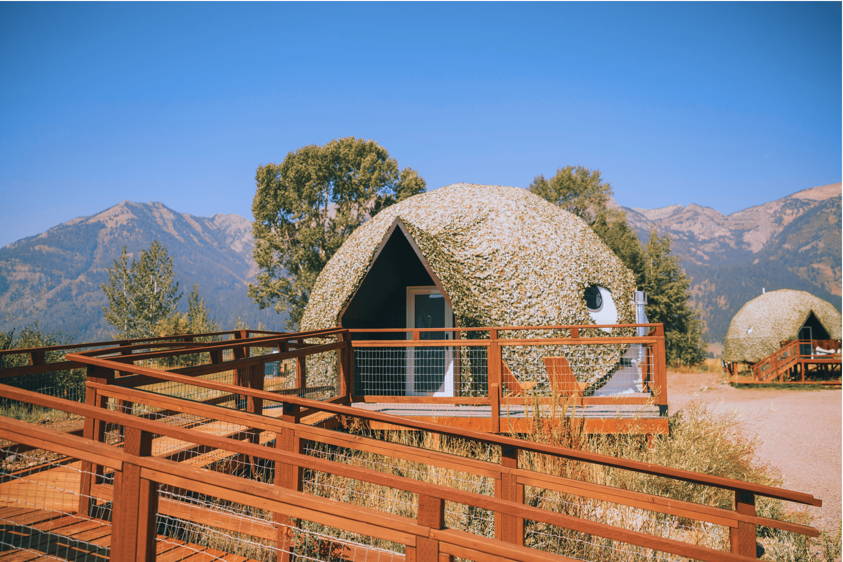 Summer view in family suite layout geodesic dome