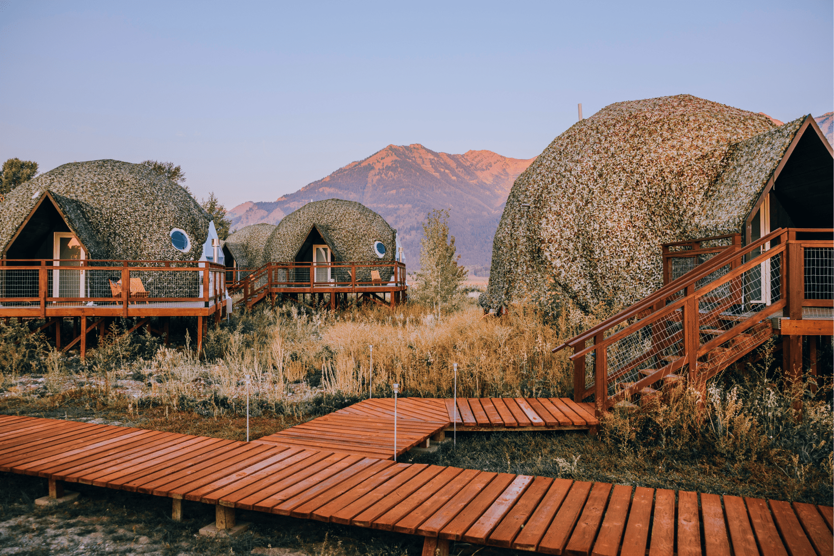 Summer view in family suite layout geodesic dome