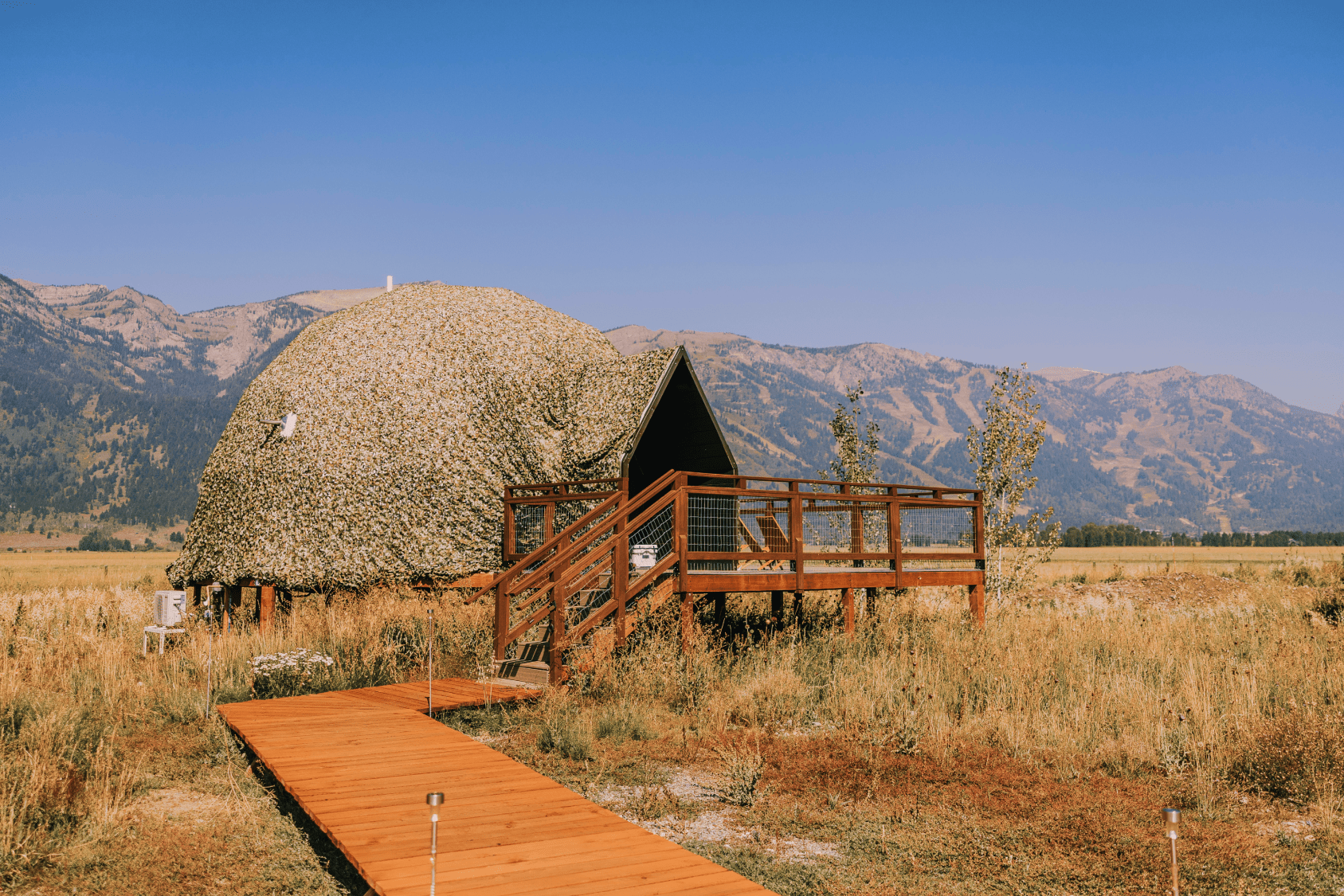 Summer view in family suite layout geodesic dome