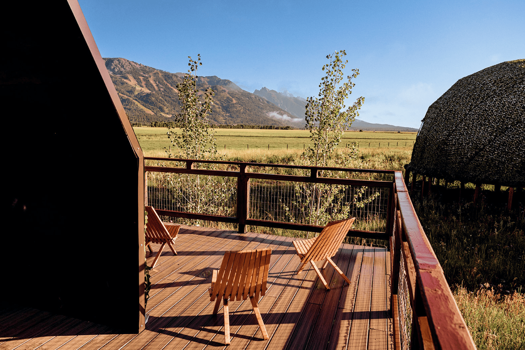 Summer view in family suite layout geodesic dome
