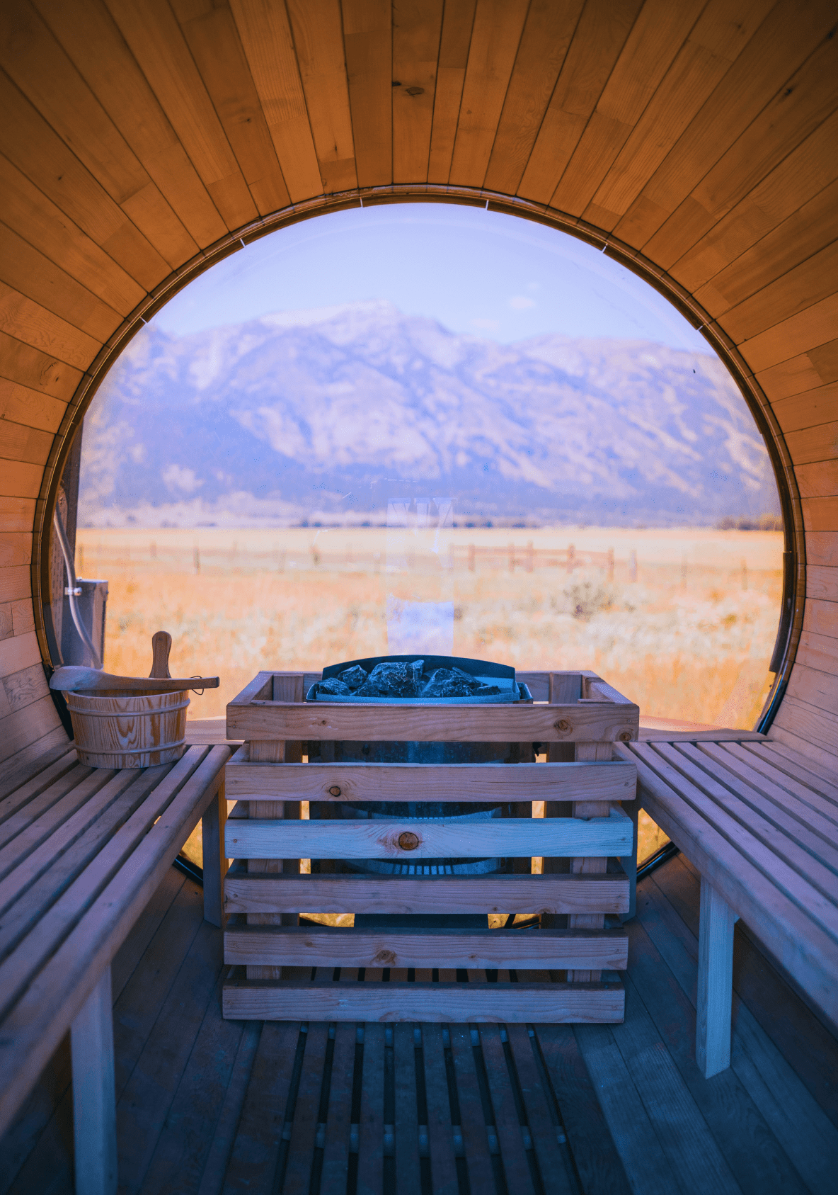 Shower in bathroom of geodesic dome