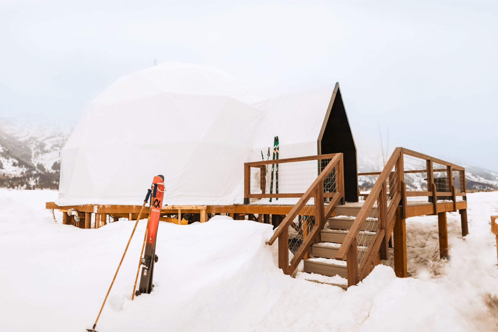 Summer view in family suite layout geodesic dome