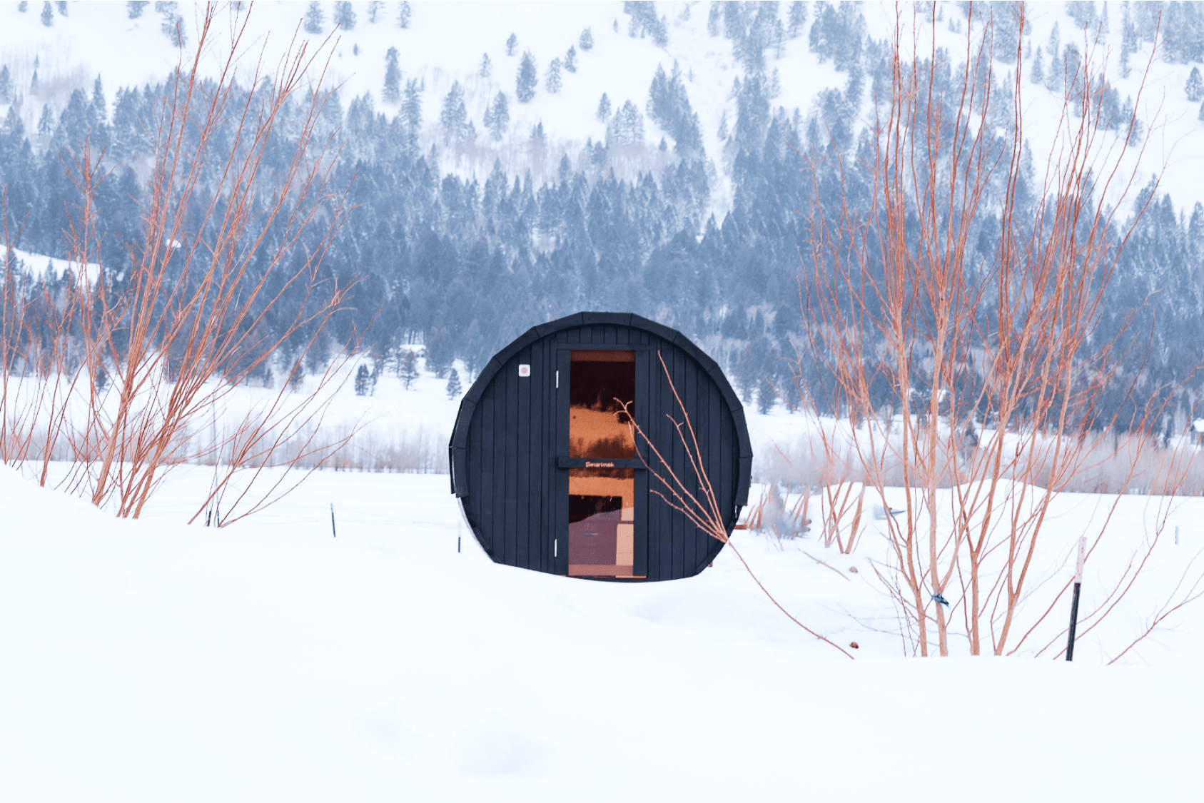 Mirror and bunk bed in geodesic dome