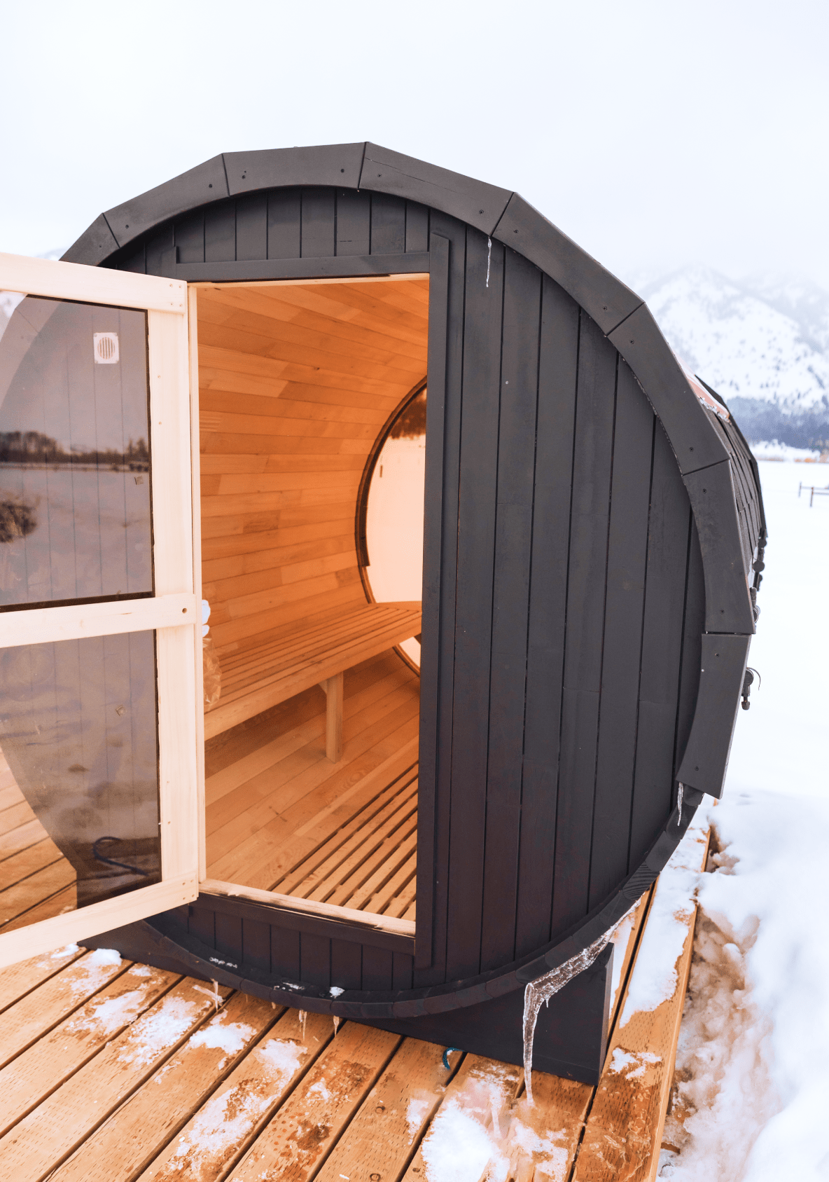 Shower in bathroom of geodesic dome