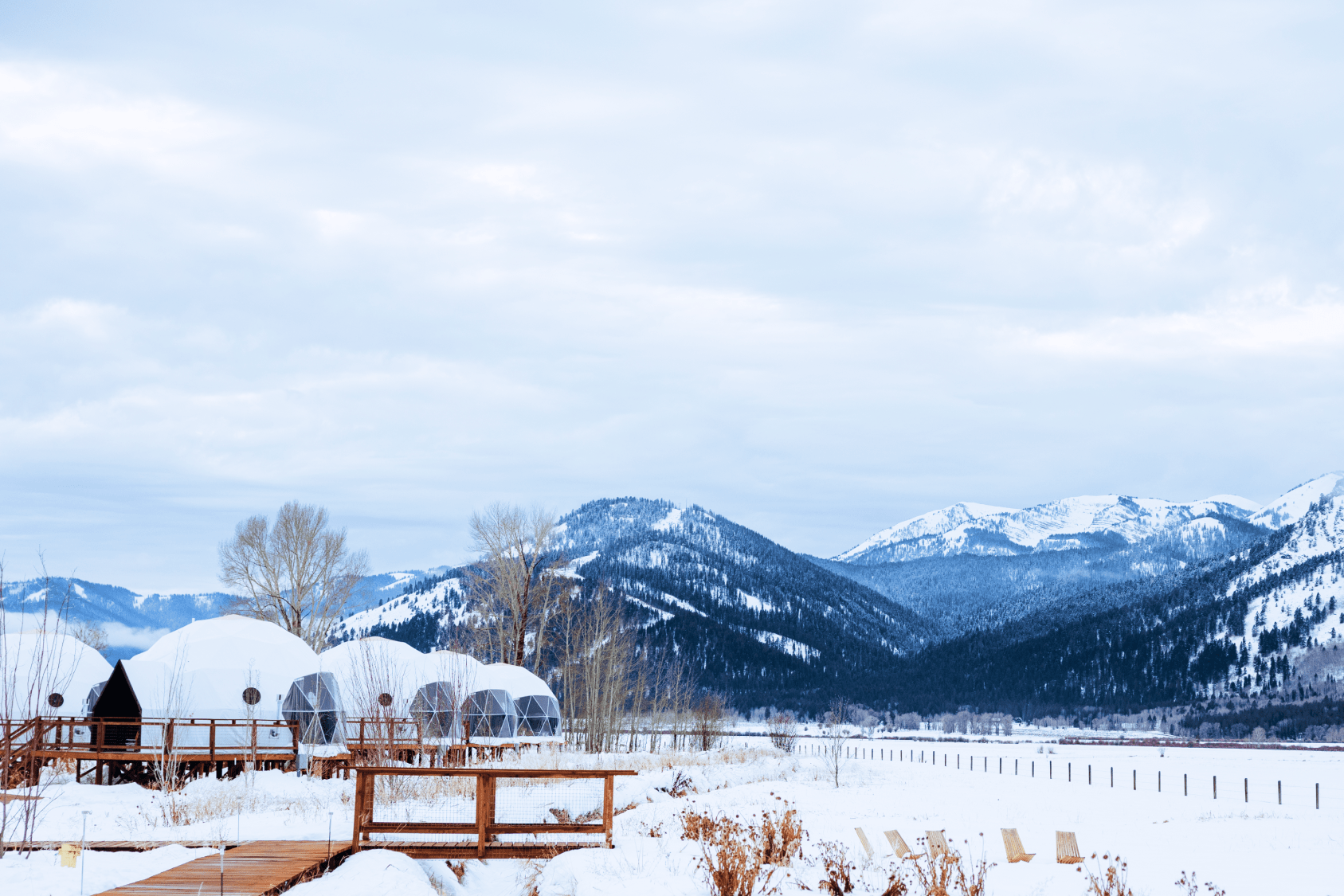 View of Teton Mountains in the winter from the Sauna 