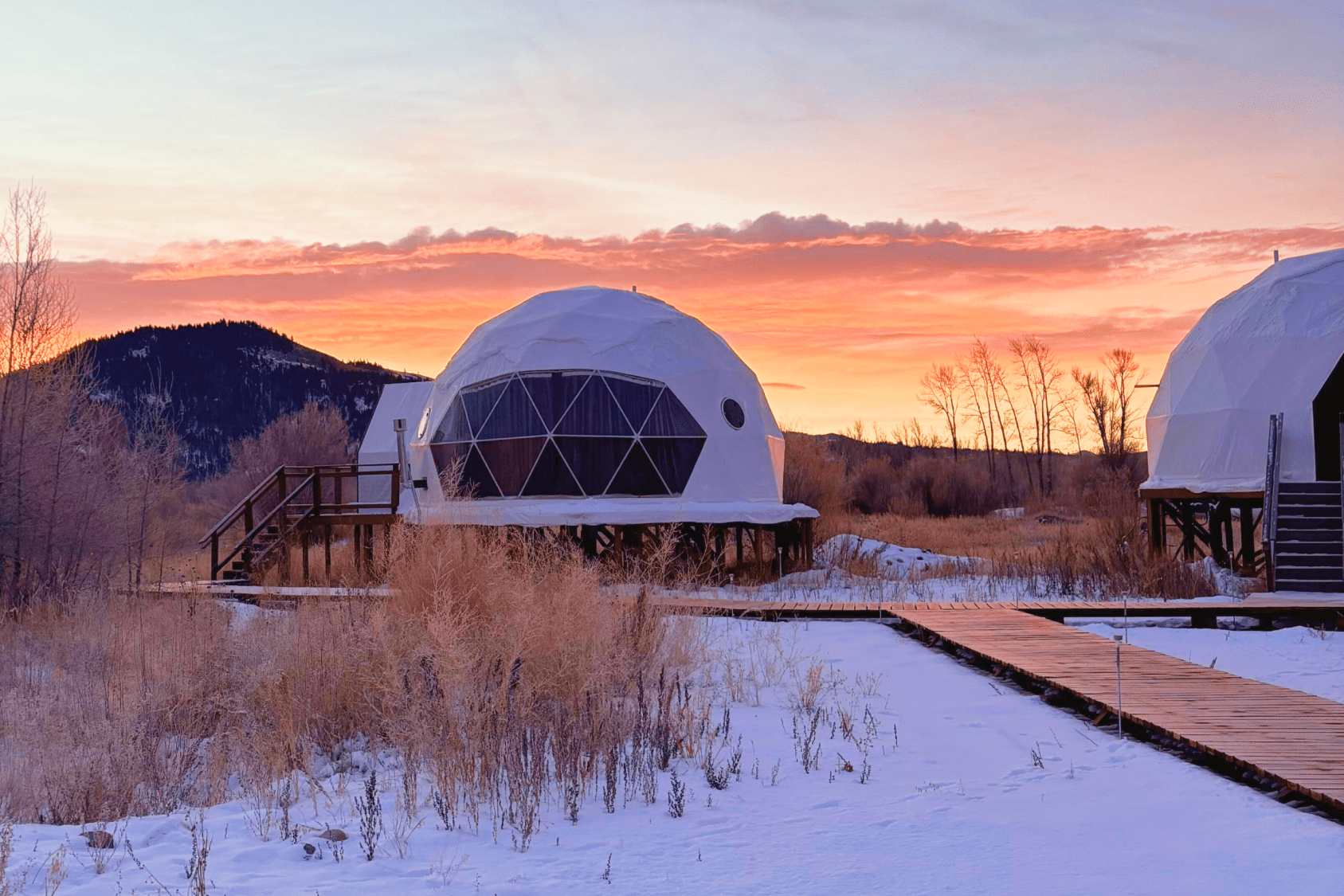 View of Grand Teton Range from outside seating area at Tammah.