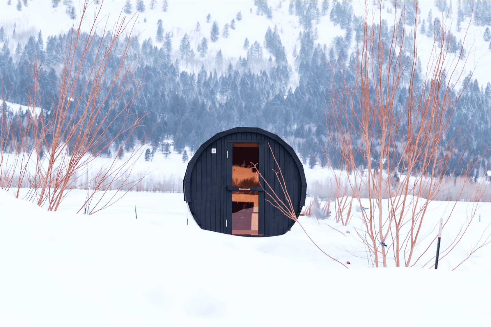 Single geodesic dome in winter