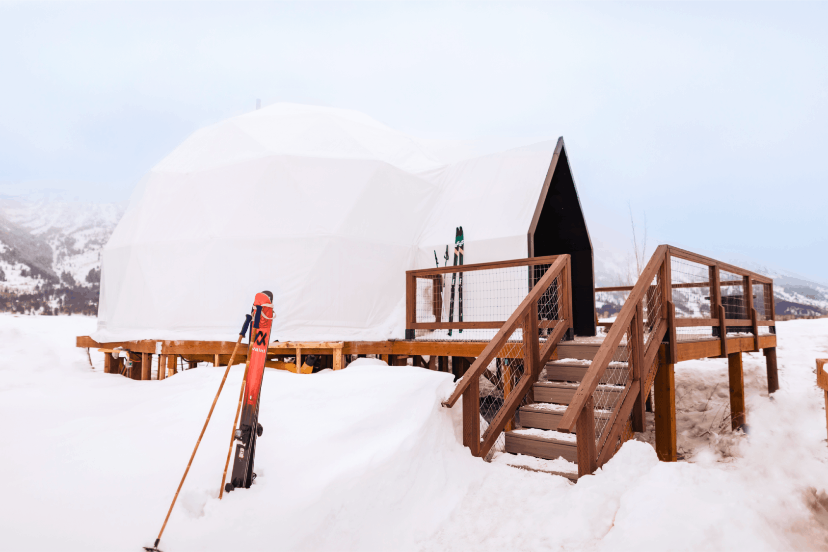 Summer view in family suite layout geodesic dome