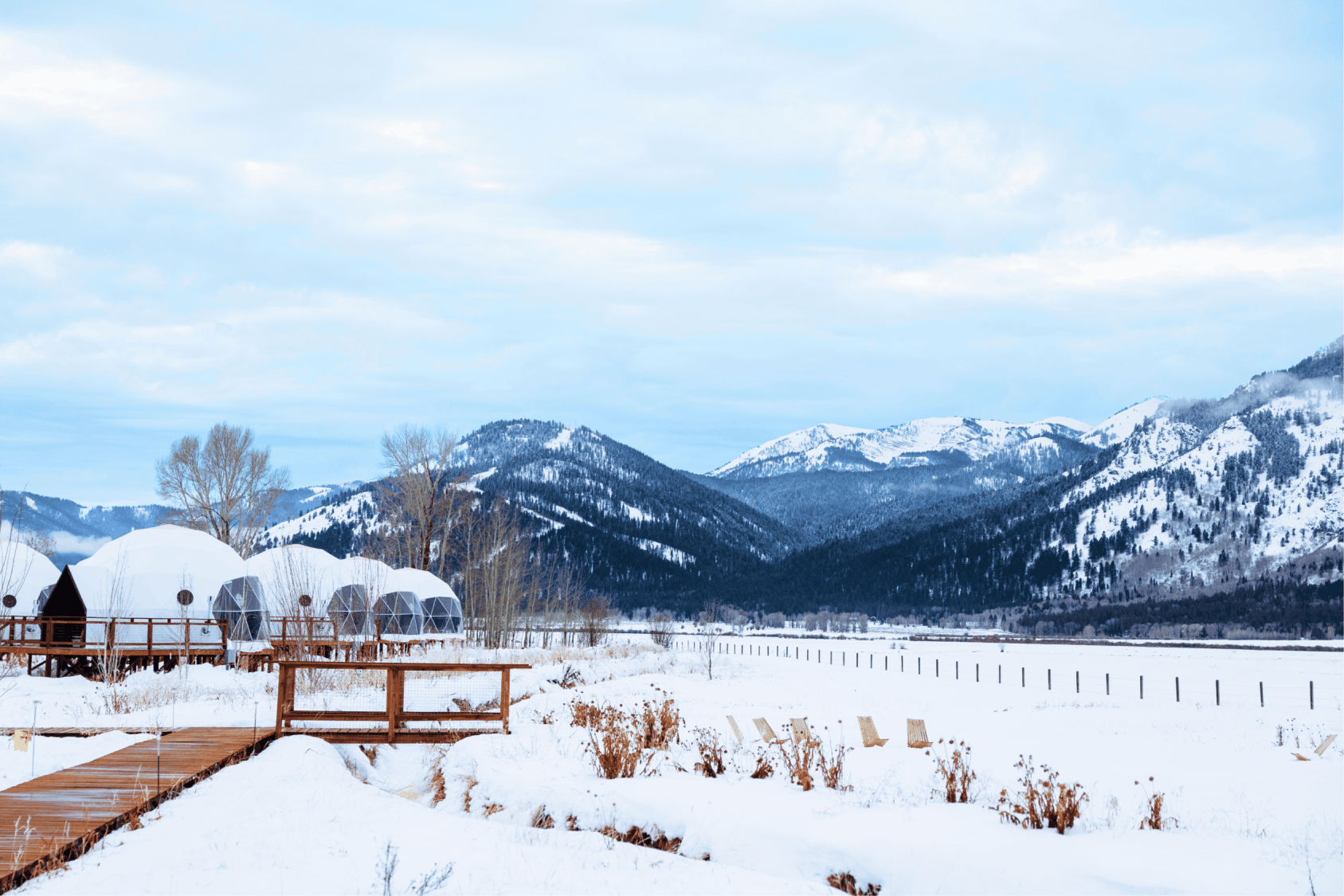 Summer view in family suite layout geodesic dome