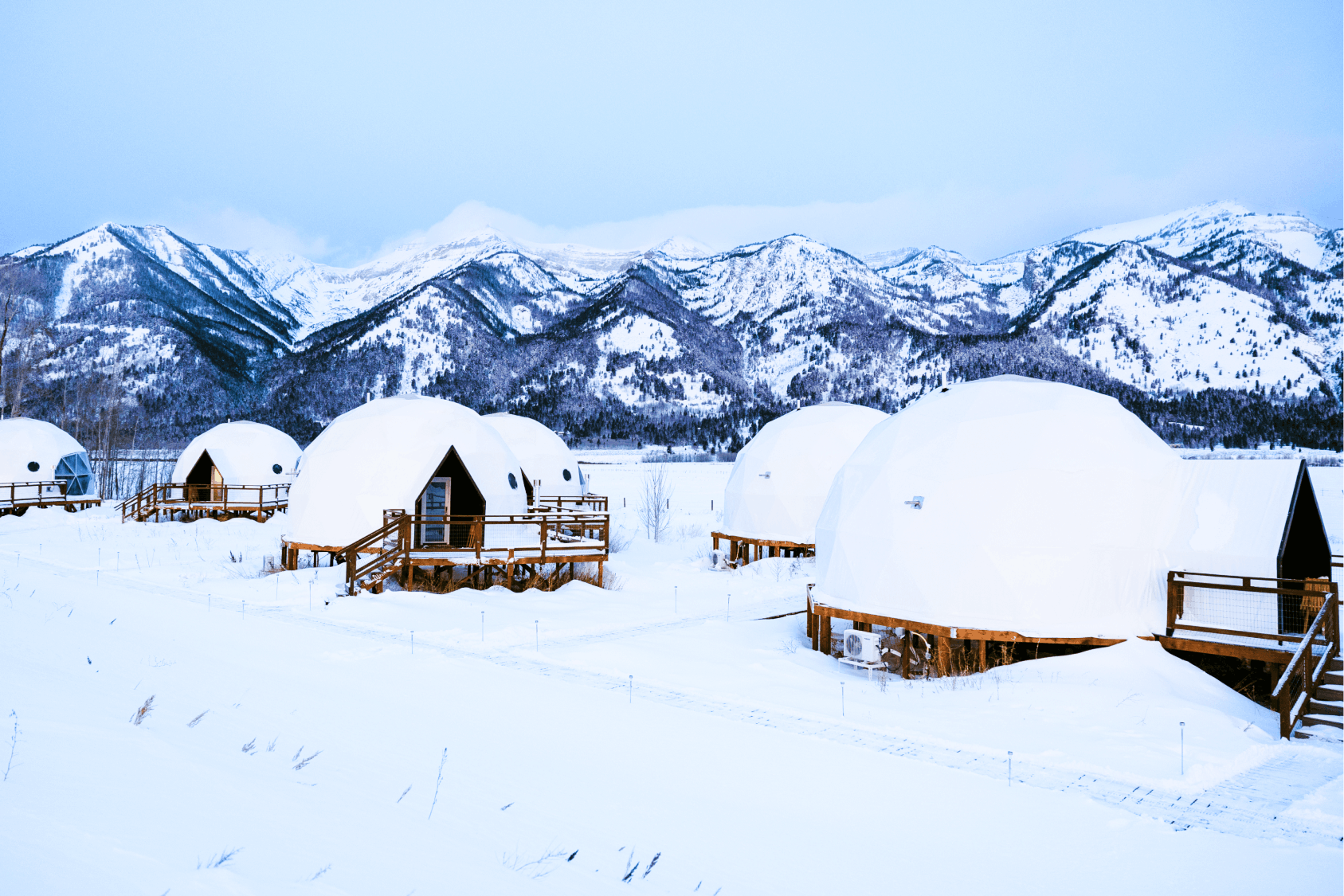 Summer view in family suite layout geodesic dome