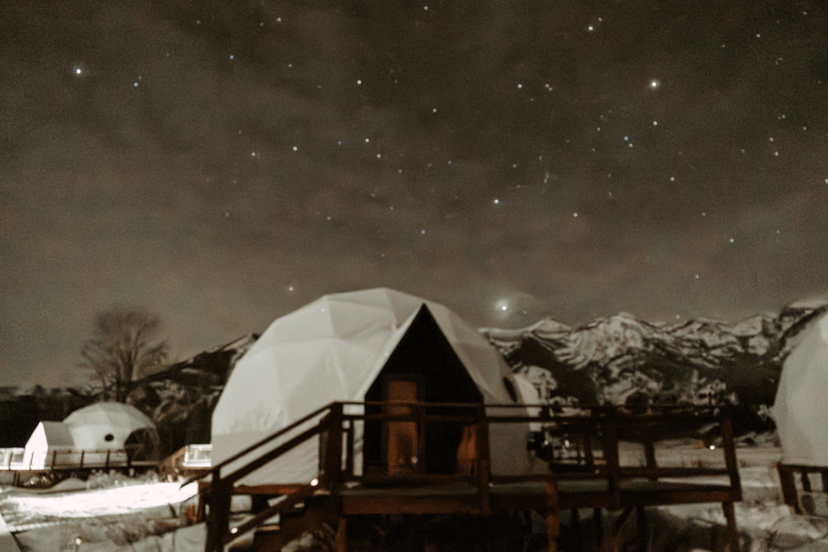 Summer view in family suite layout geodesic dome