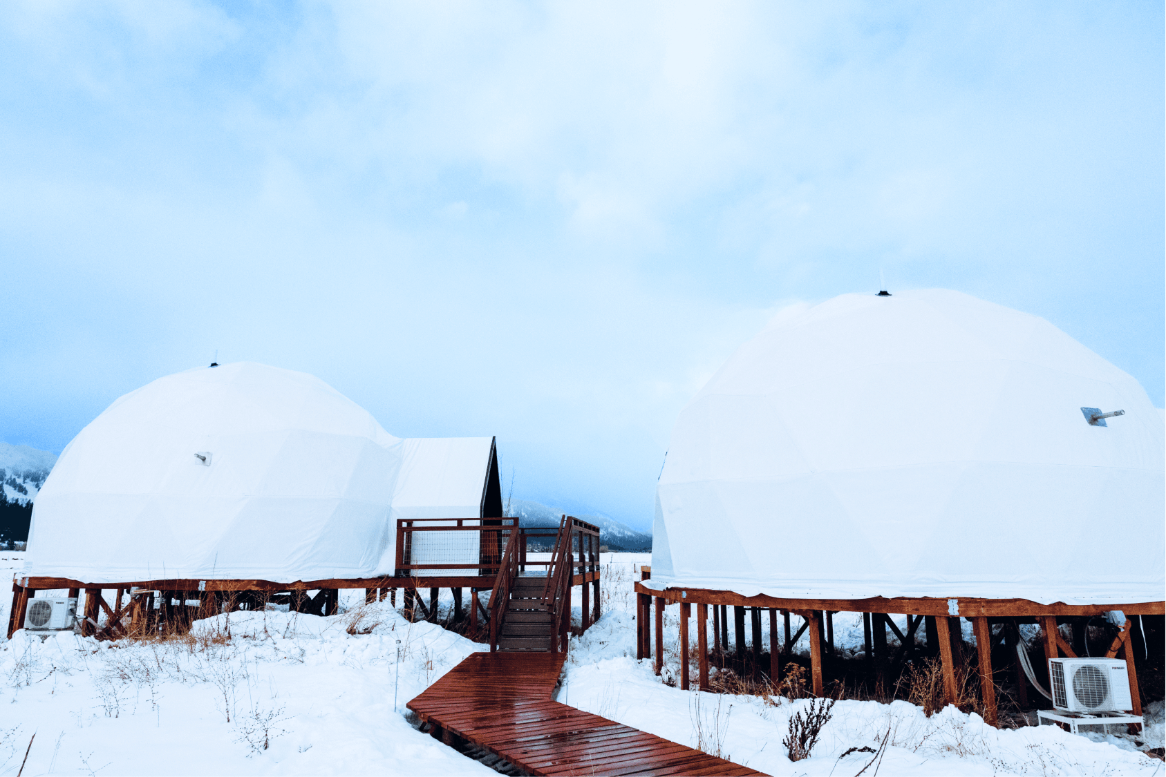 Summer view in family suite layout geodesic dome