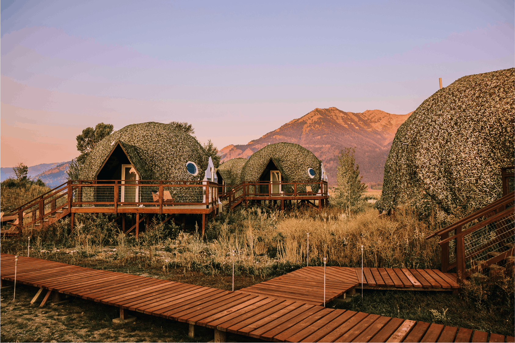 Summer view in family suite layout geodesic dome