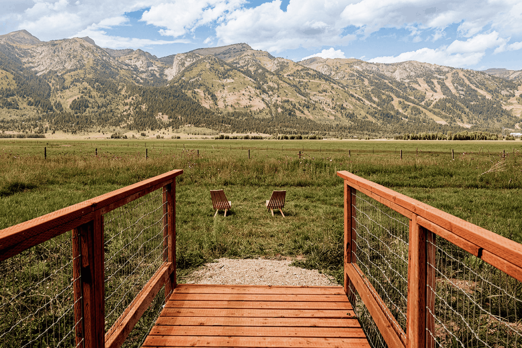 View of Teton Mountains in the winter from the Sauna