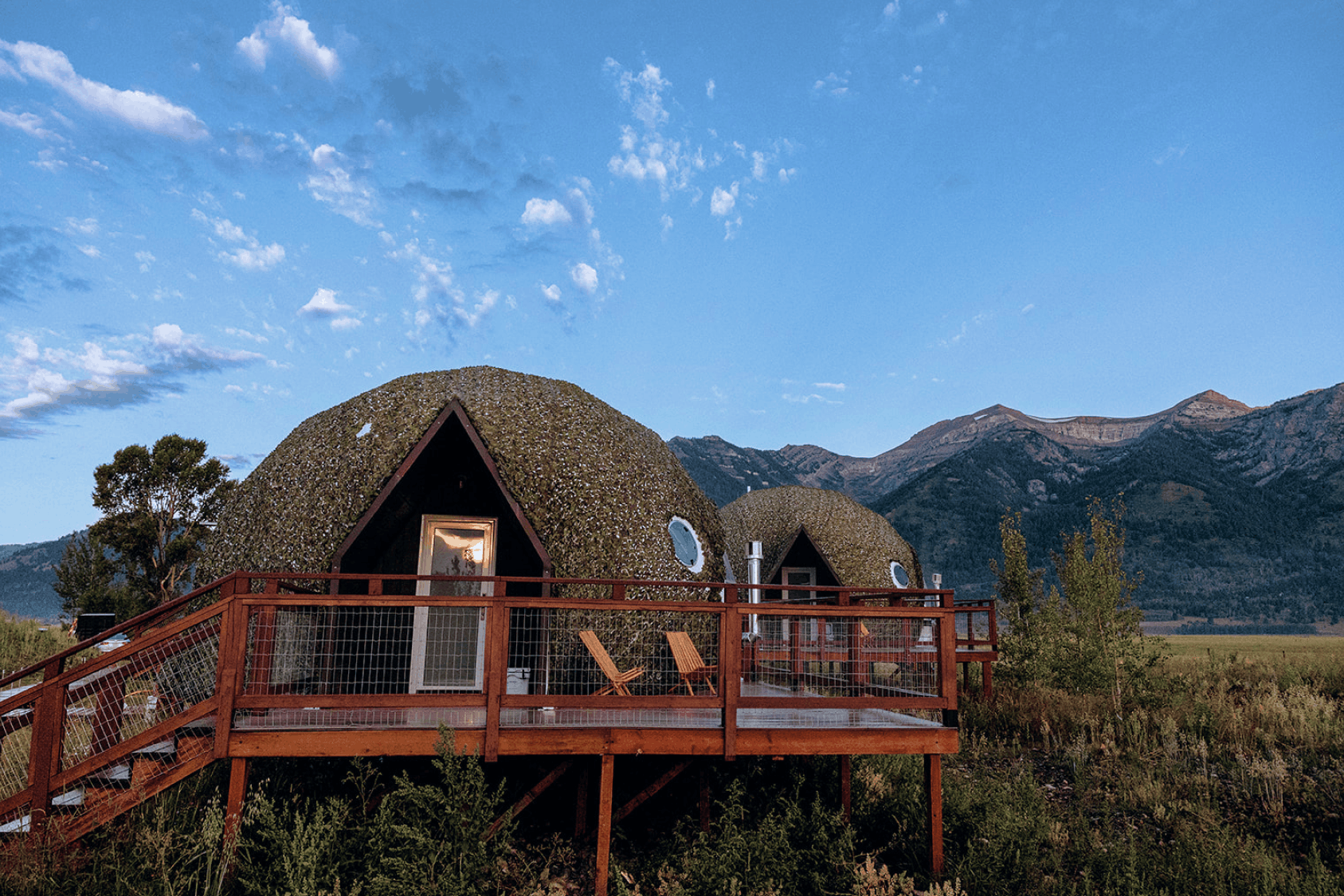 Summer view in family suite layout geodesic dome