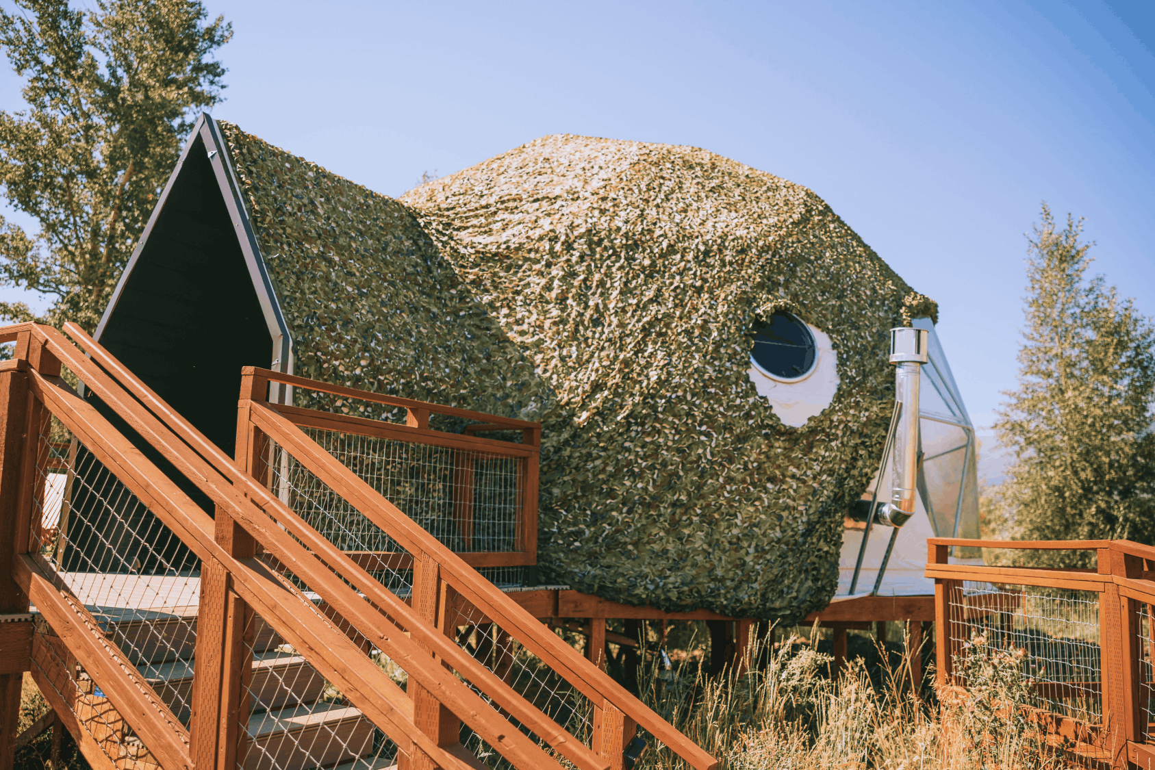 Summer view in family suite layout geodesic dome