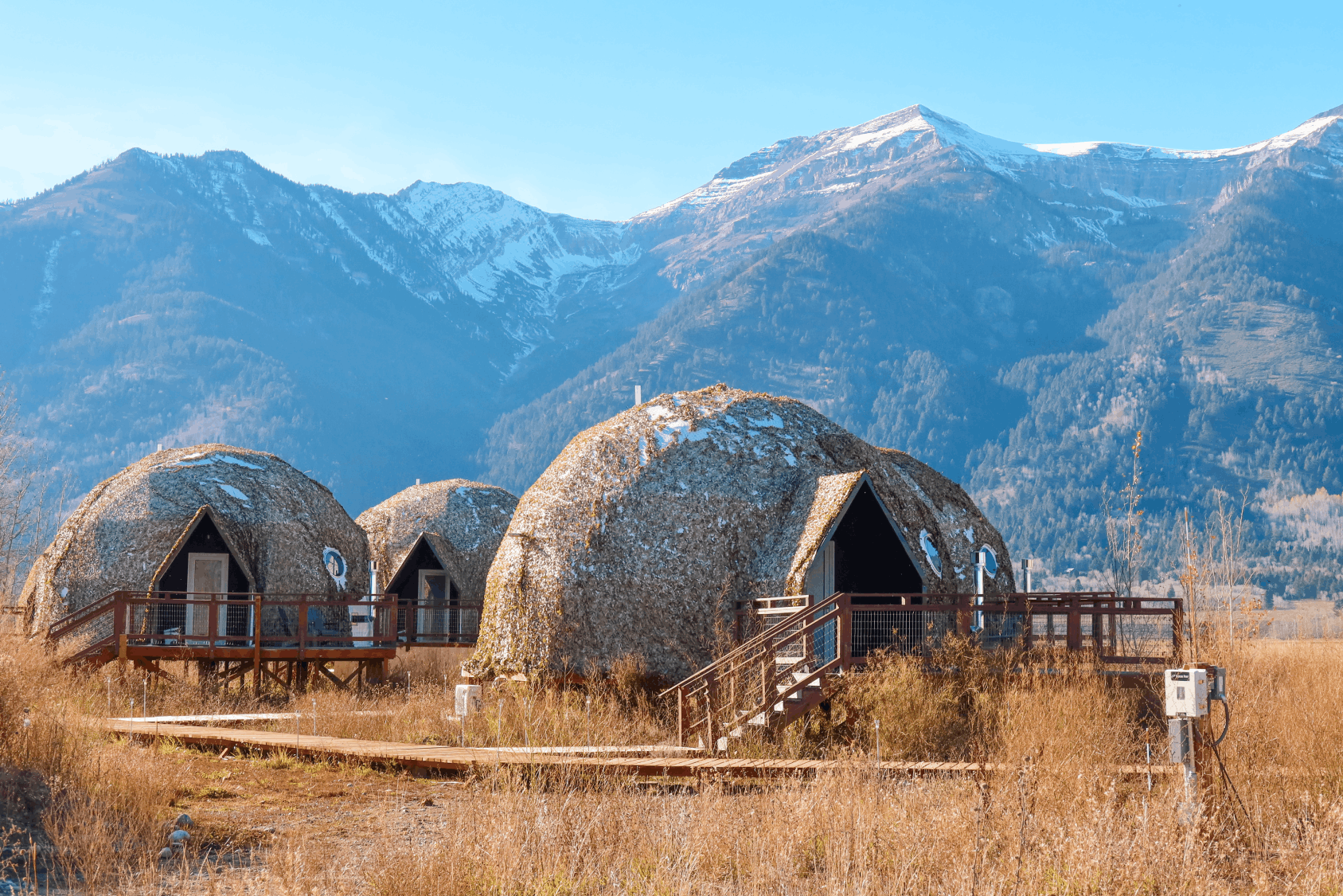 Summer view in family suite layout geodesic dome