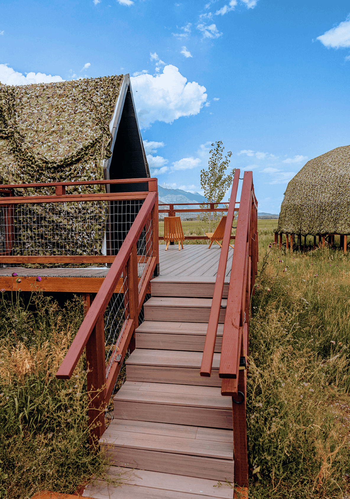 Summer view outside geodesic dome