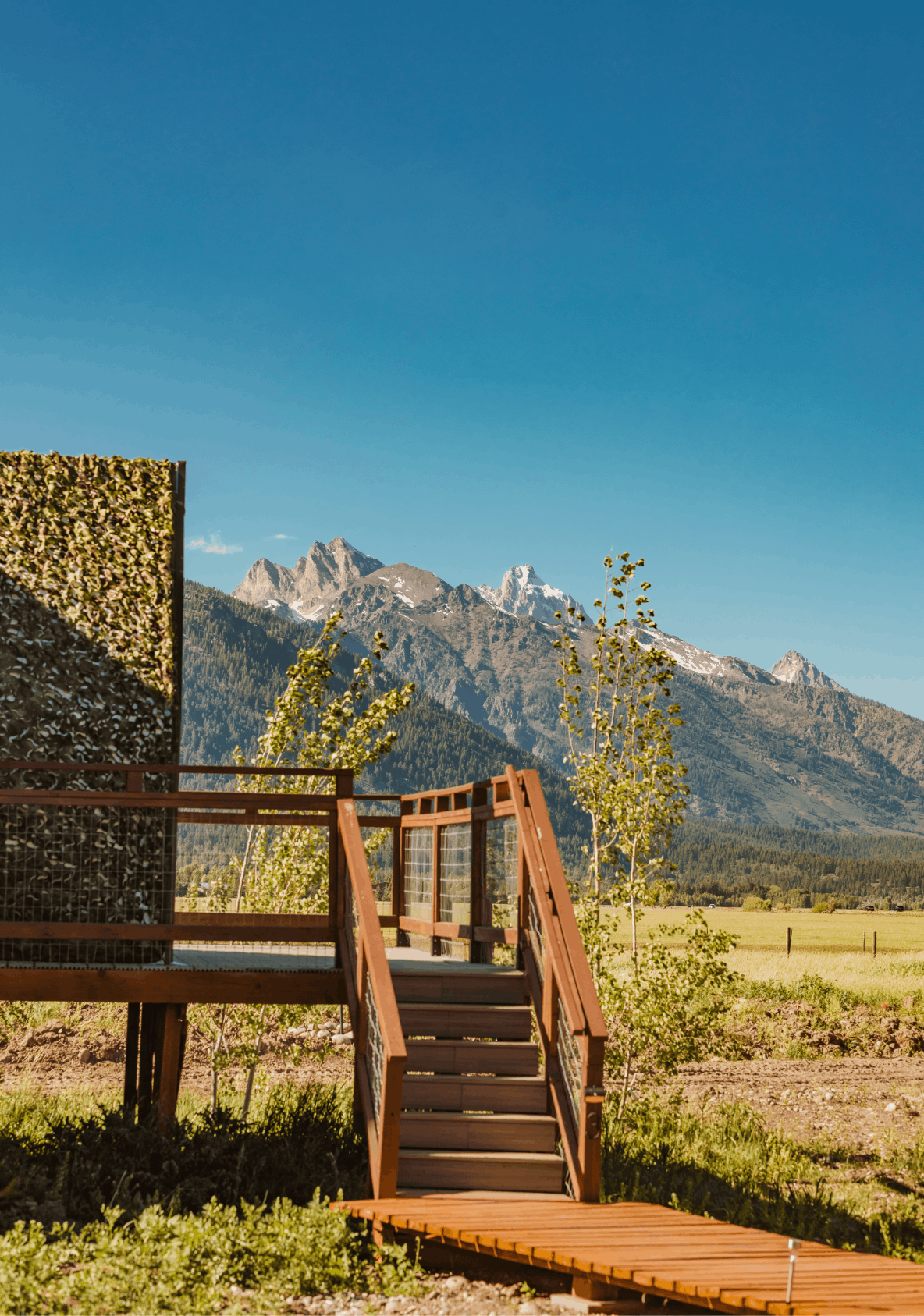 Sink and mirror in bathroom of geodesic dome