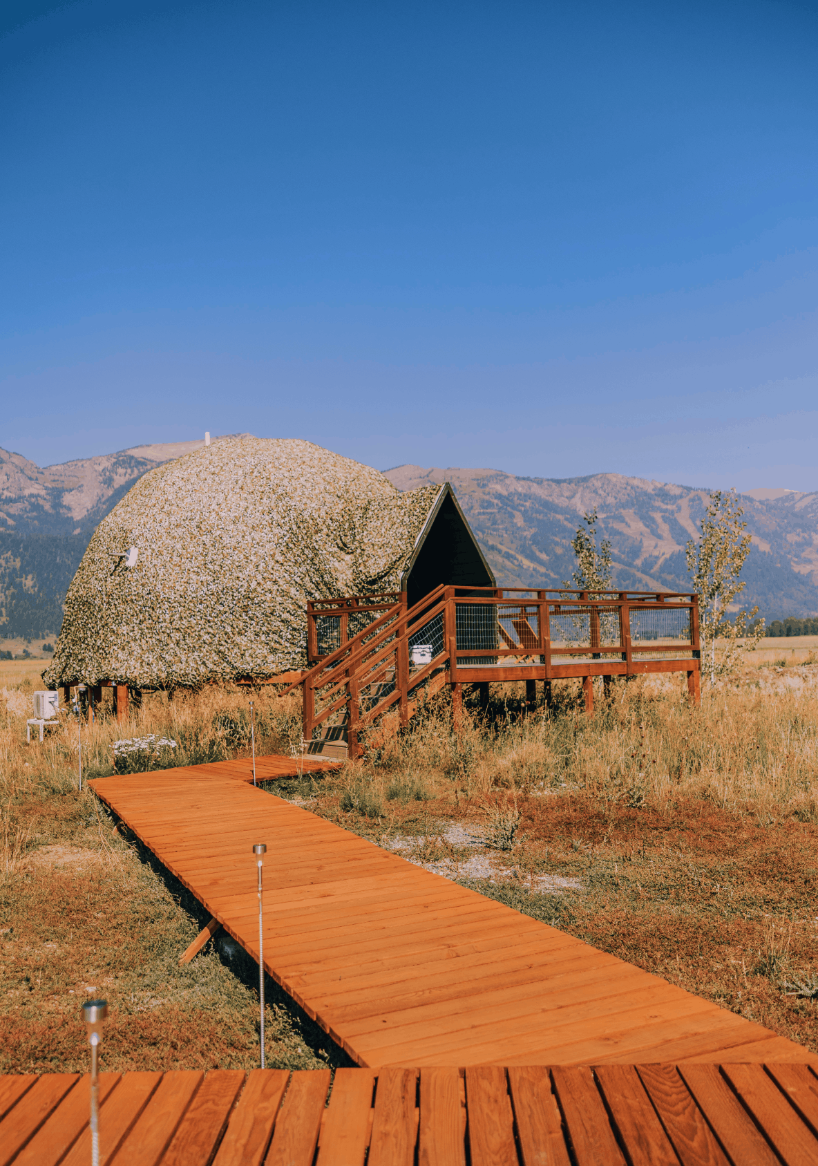 Toliet in bathroom of geodesic dome