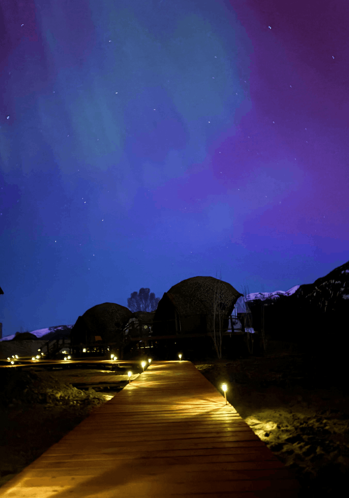 Beautiful summer view outside of geodesic domes