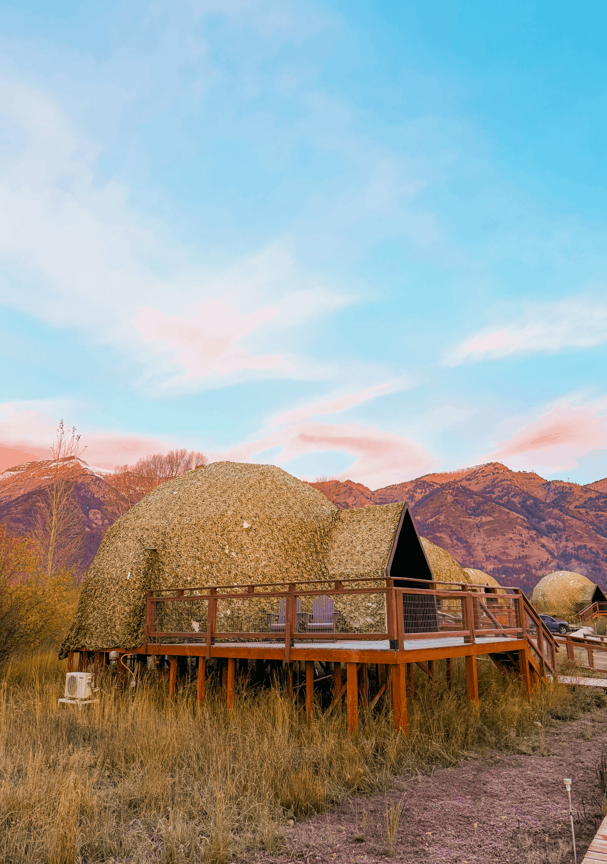 Shower in bathroom of geodesic dome