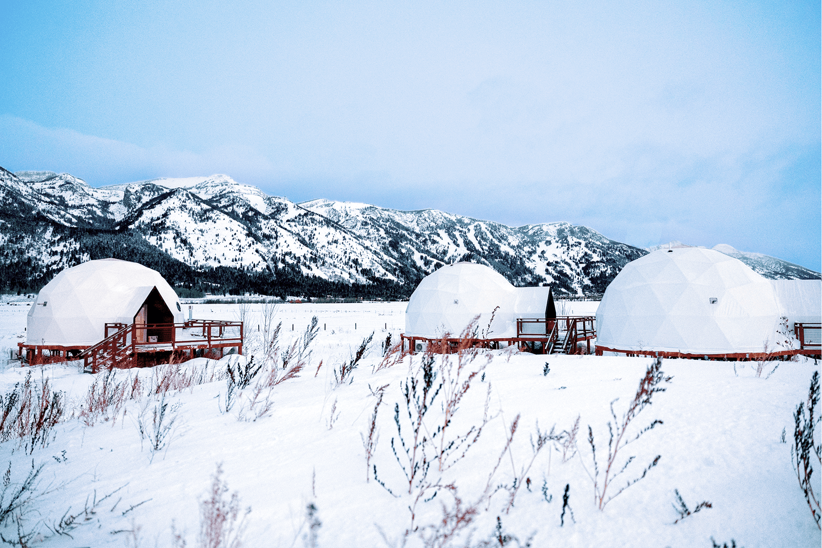 Summer view in family suite layout geodesic dome