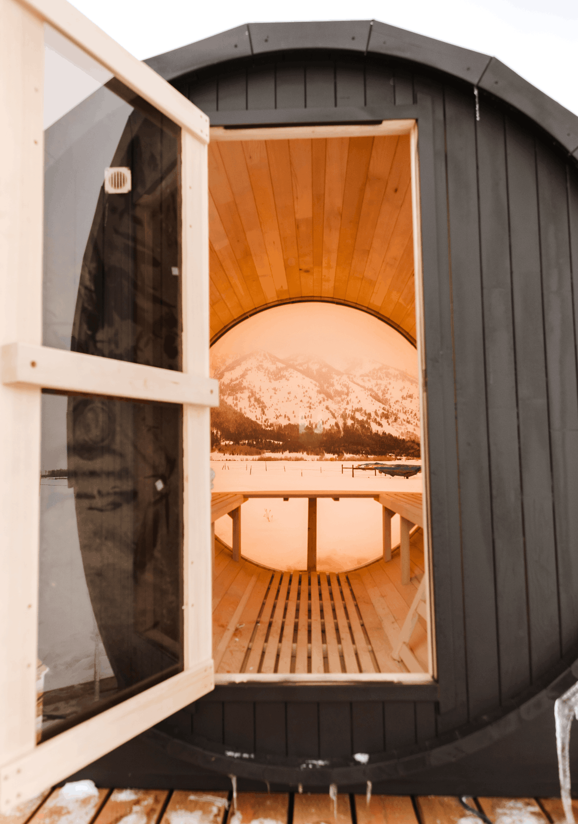 Shower in bathroom of geodesic dome