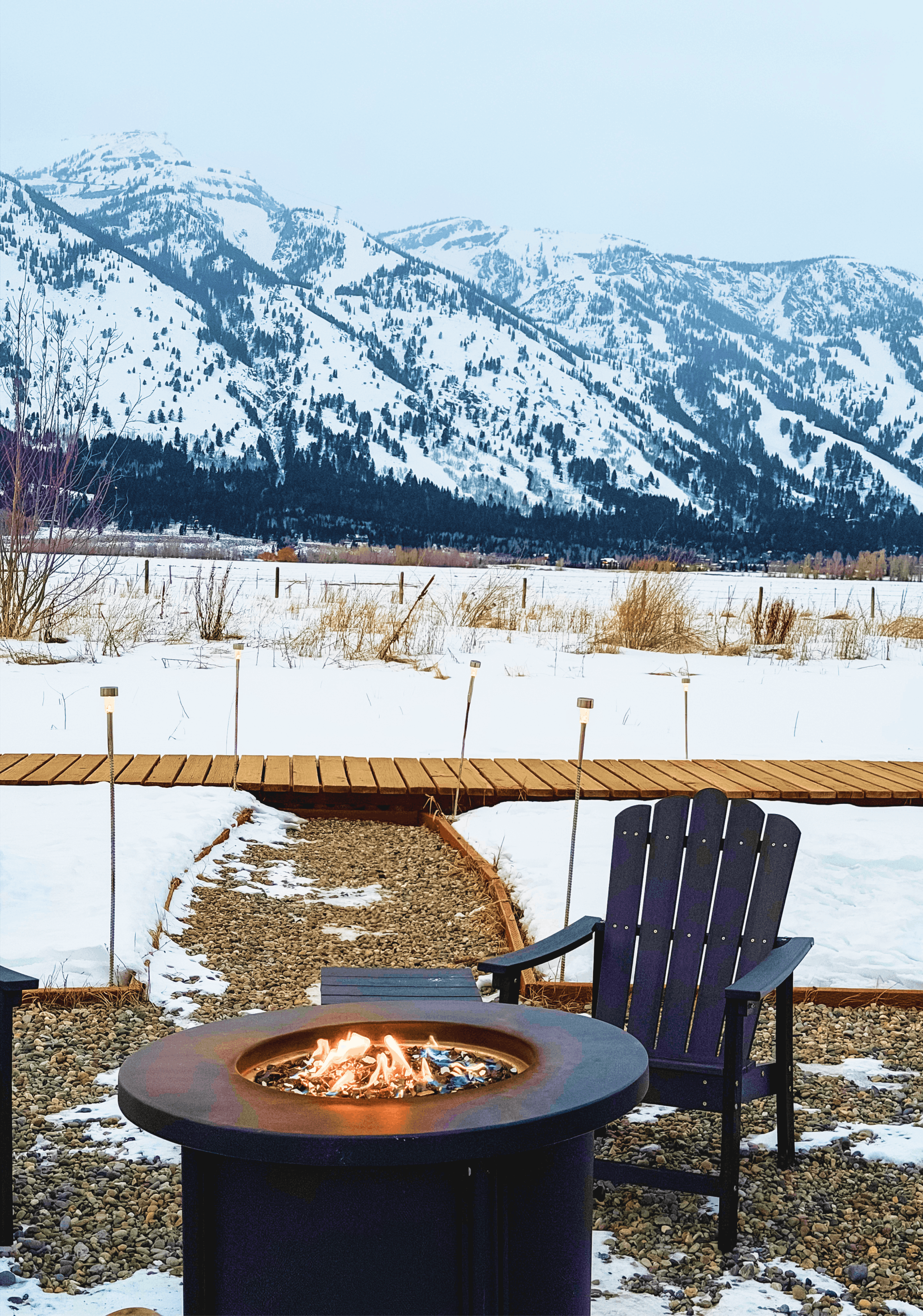Winter view of one geodesic dome