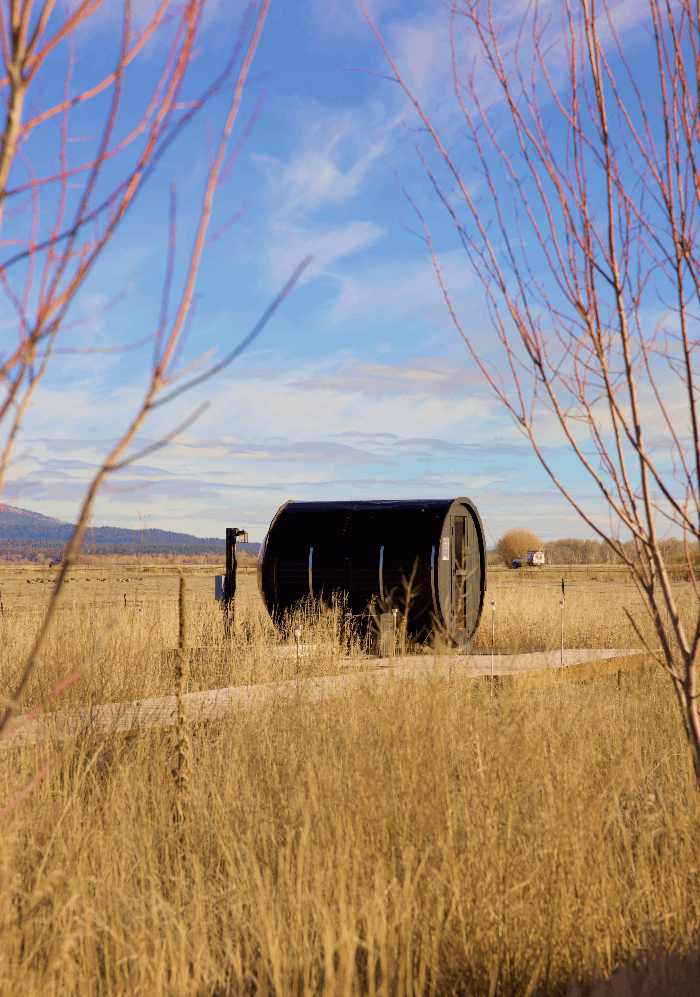 Beautiful summer view outside of geodesic domes