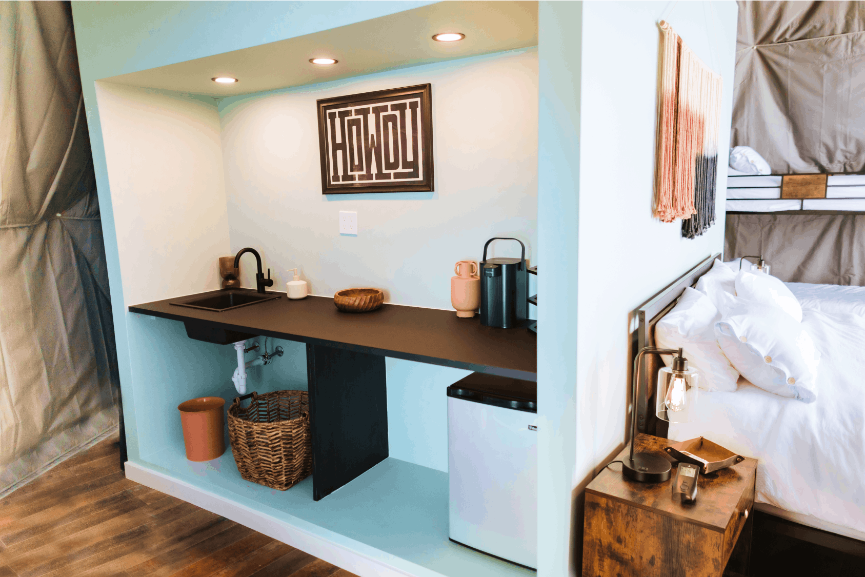 Summer view in family suite layout geodesic dome