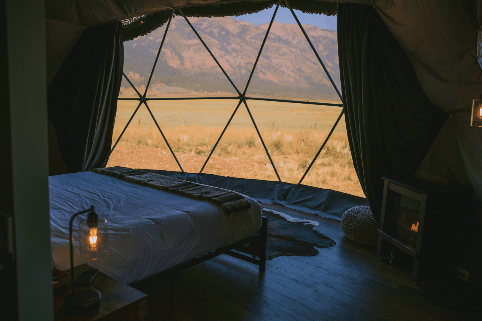 Kitchenette in geodesic dome