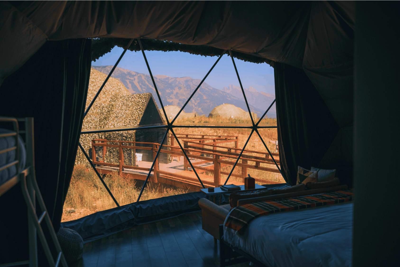 Summer view in family suite layout geodesic dome