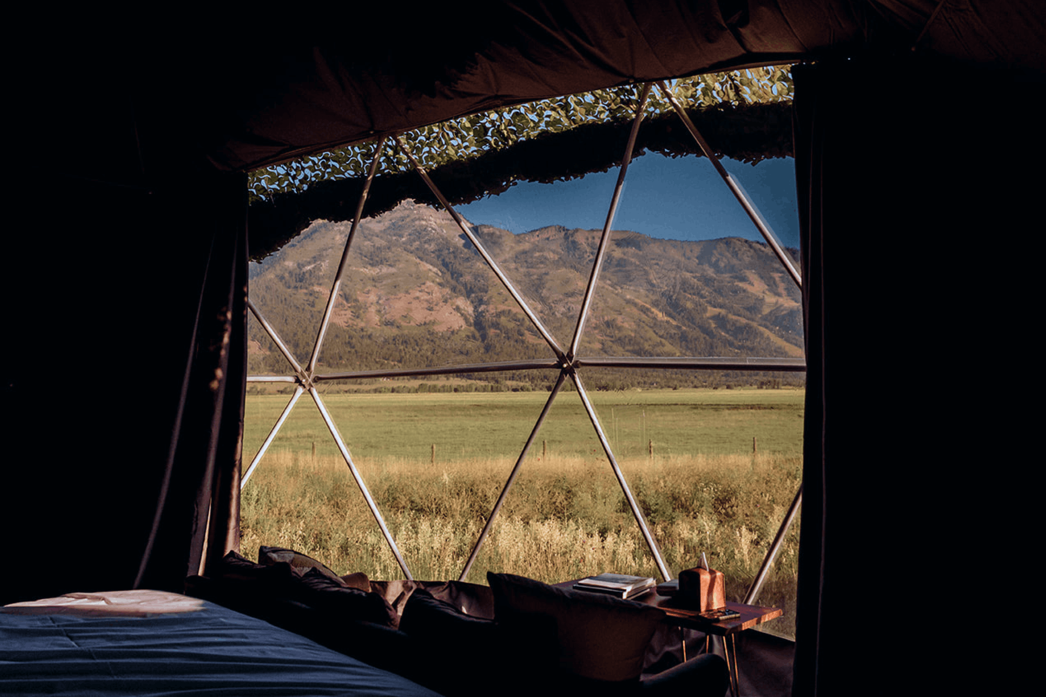 Summer view in family suite layout geodesic dome
