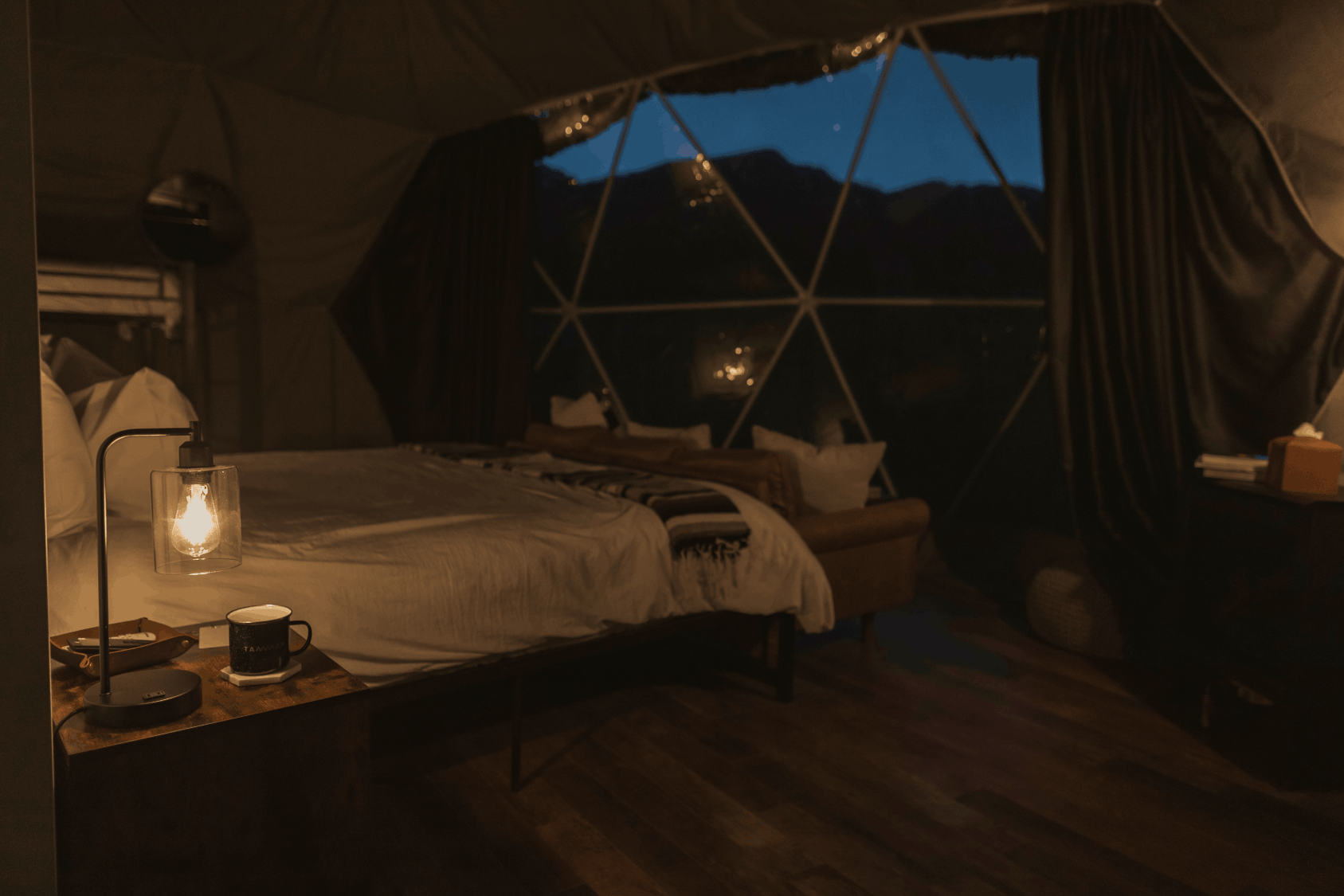 Summer view in family suite layout geodesic dome